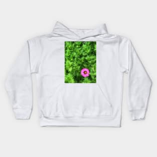 Pink Zinnia flower on yellow cosmos bush Kids Hoodie